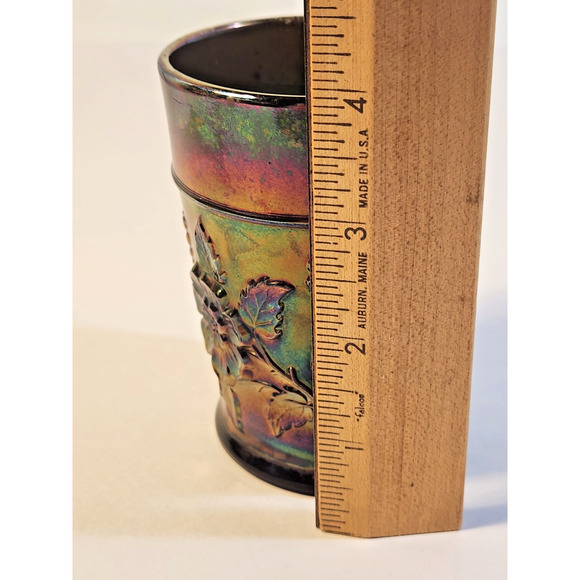 Vintage Dugan Blue Rambler Rose Carnival Glass Tumbler LOOK - Picture 2 of 7